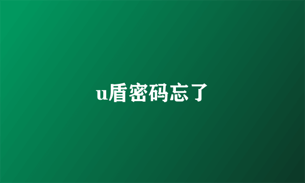 u盾密码忘了