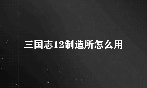 三国志12制造所怎么用