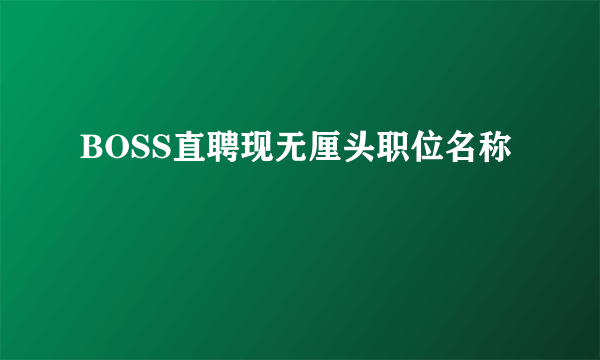 BOSS直聘现无厘头职位名称