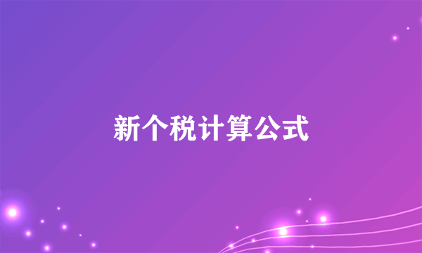 新个税计算公式