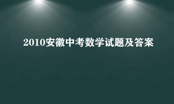 2010安徽中考数学试题及答案