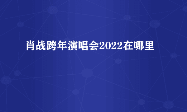 肖战跨年演唱会2022在哪里