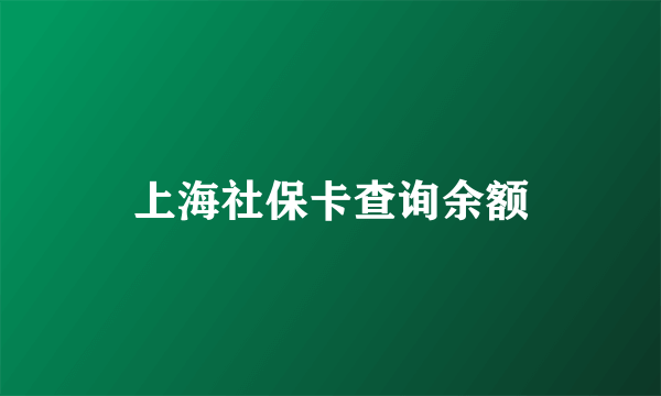 上海社保卡查询余额