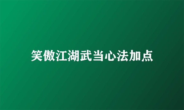 笑傲江湖武当心法加点