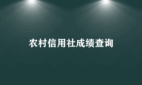 农村信用社成绩查询