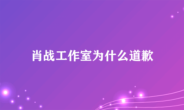 肖战工作室为什么道歉