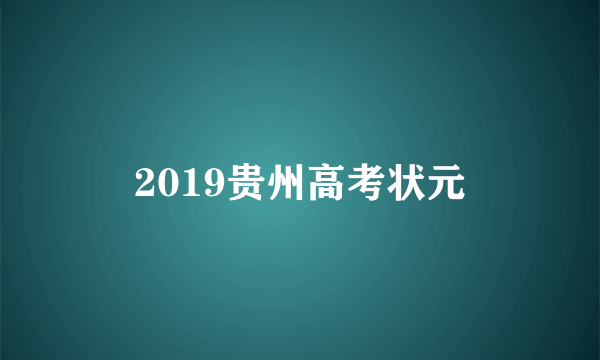 2019贵州高考状元