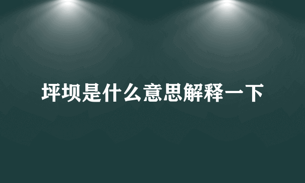 坪坝是什么意思解释一下