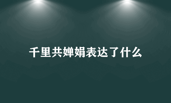 千里共婵娟表达了什么