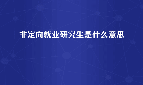 非定向就业研究生是什么意思