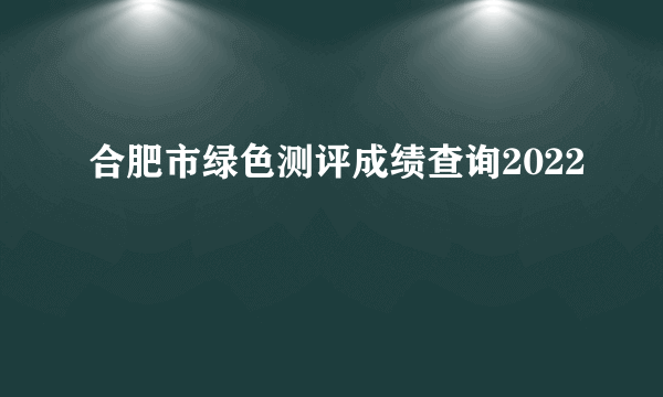 合肥市绿色测评成绩查询2022