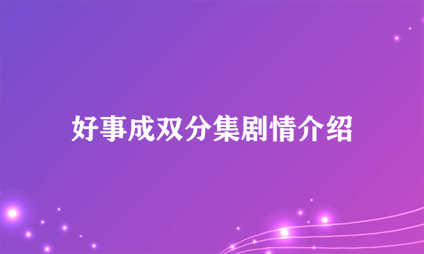 好事成双分集剧情介绍