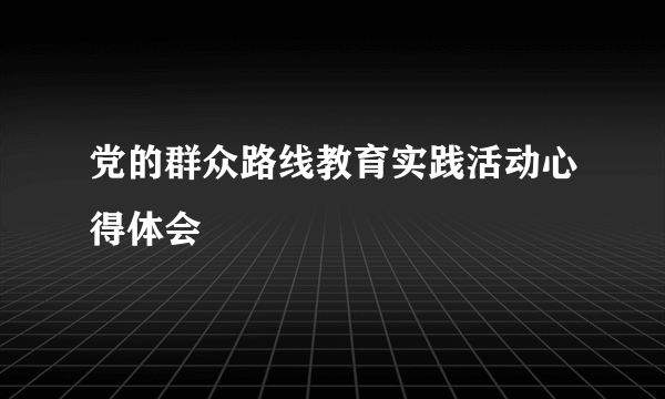 党的群众路线教育实践活动心得体会