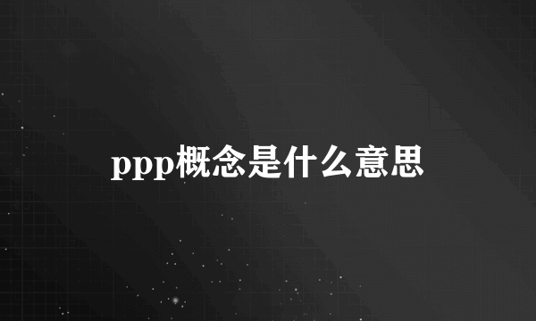 ppp概念是什么意思