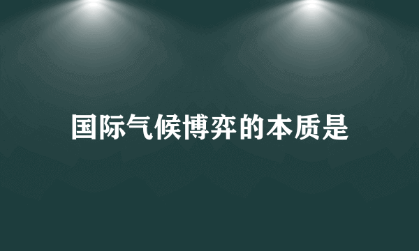 国际气候博弈的本质是