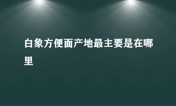 白象方便面产地最主要是在哪里