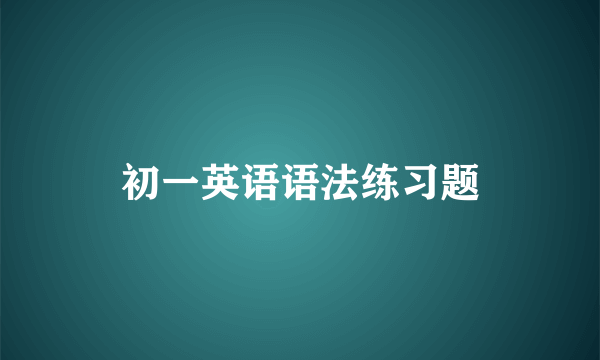 初一英语语法练习题