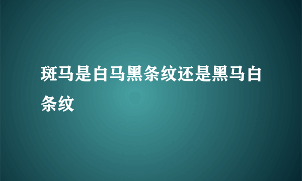 斑马是白马黑条纹还是黑马白条纹