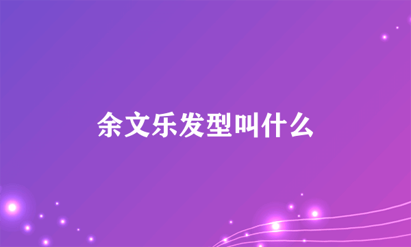 余文乐发型叫什么