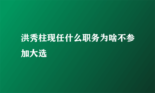 洪秀柱现任什么职务为啥不参加大选