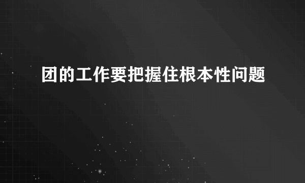 团的工作要把握住根本性问题