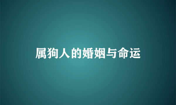 属狗人的婚姻与命运