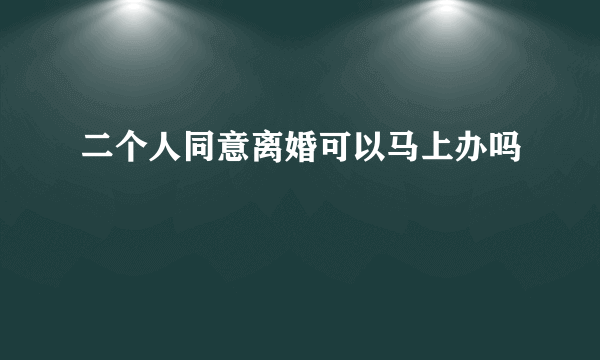 二个人同意离婚可以马上办吗