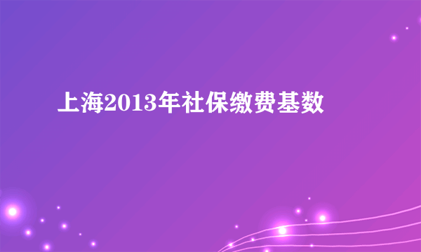 上海2013年社保缴费基数