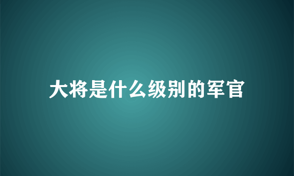 大将是什么级别的军官