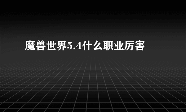 魔兽世界5.4什么职业厉害