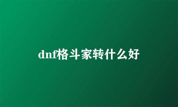 dnf格斗家转什么好