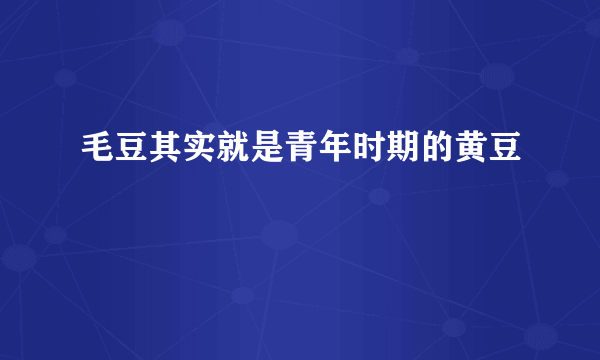 毛豆其实就是青年时期的黄豆