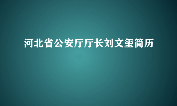 河北省公安厅厅长刘文玺简历