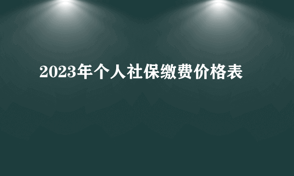 2023年个人社保缴费价格表