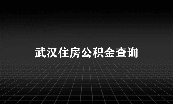 武汉住房公积金查询