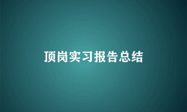 顶岗实习报告总结