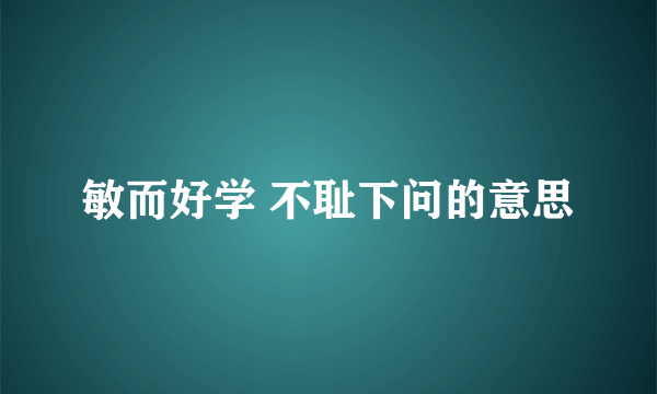 敏而好学 不耻下问的意思