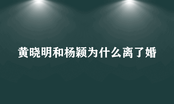 黄晓明和杨颖为什么离了婚