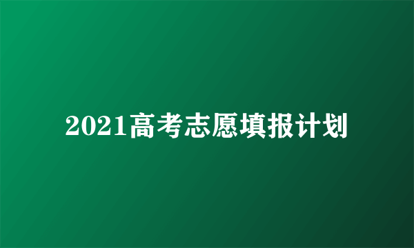 2021高考志愿填报计划