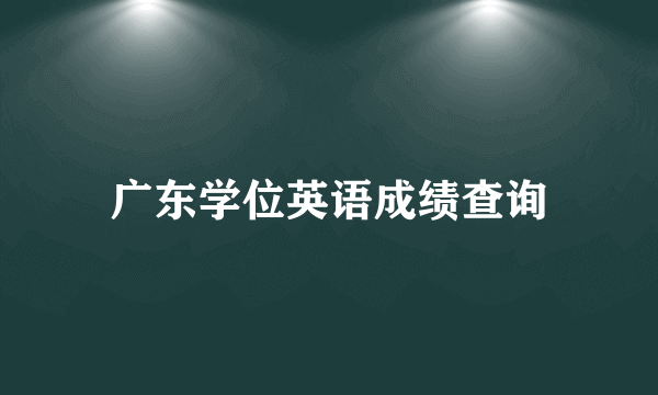 广东学位英语成绩查询