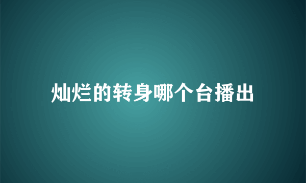 灿烂的转身哪个台播出