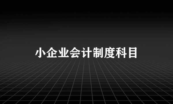 小企业会计制度科目