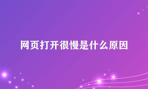 网页打开很慢是什么原因