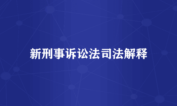 新刑事诉讼法司法解释