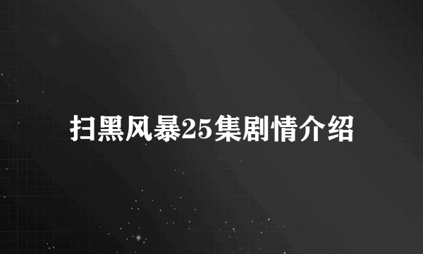 扫黑风暴25集剧情介绍