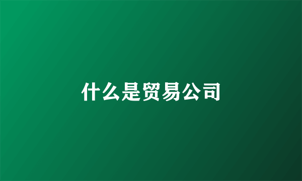 什么是贸易公司