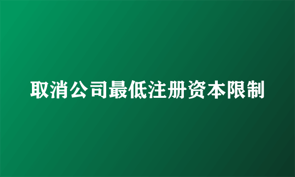 取消公司最低注册资本限制