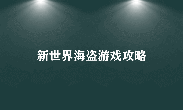 新世界海盗游戏攻略