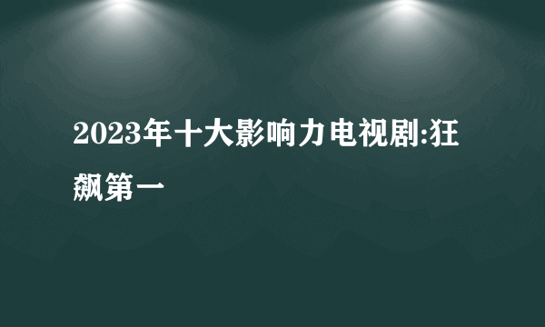 2023年十大影响力电视剧:狂飙第一