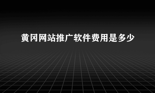 黄冈网站推广软件费用是多少